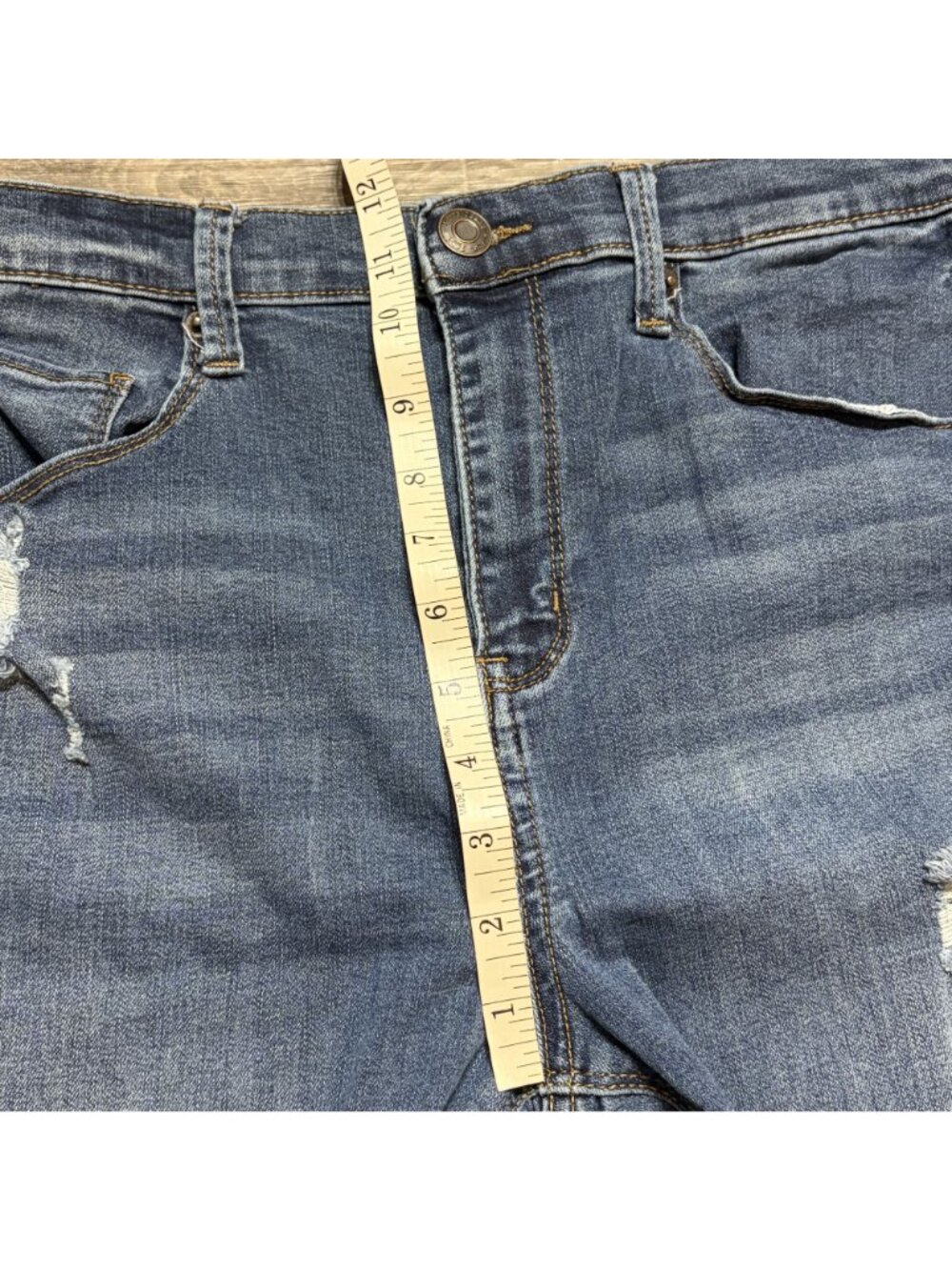 Mudd Juniors High Rise Distressed Stretch Skinny Jeans 15 Medium Wash Denim - Picture 9 of 12